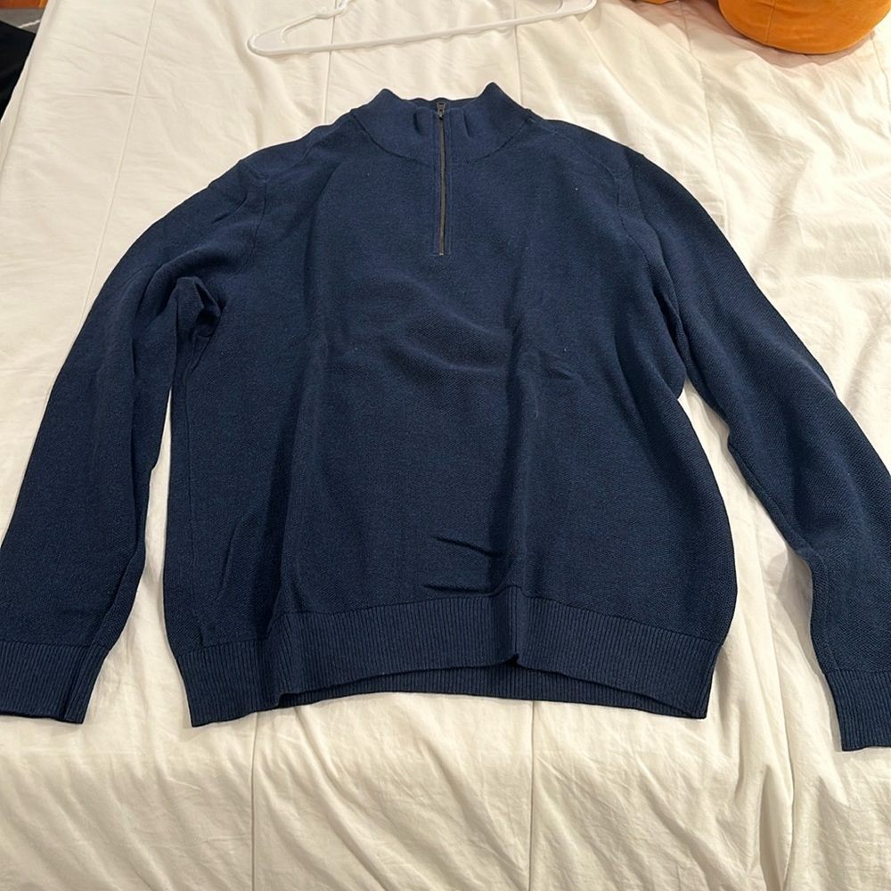 Banana Republic Supima Cotton Quarter Zip Sweater dark blue